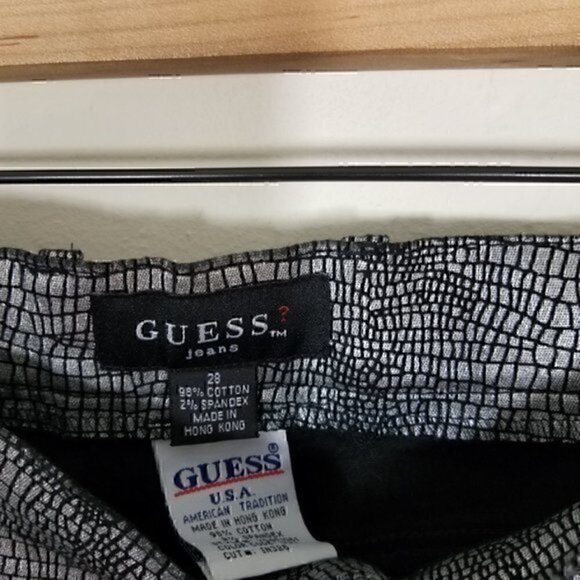 Guess GLAMOUR Print Silver Stretch Jeans Size 28 - Picture 3 of 6